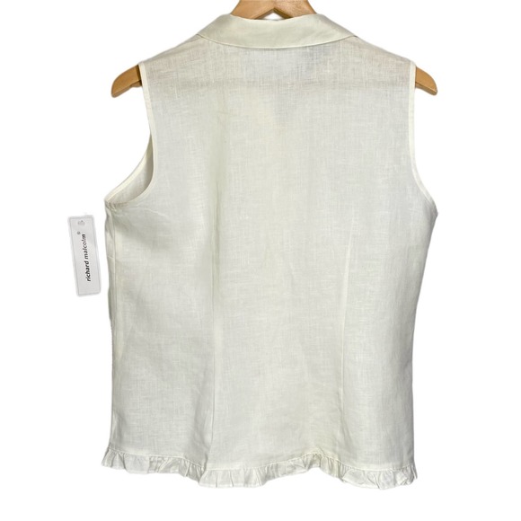 NWT Richard Malcolm Irish Linen Sleeveless Ruffled Blouse S L - Picture 2 of 11